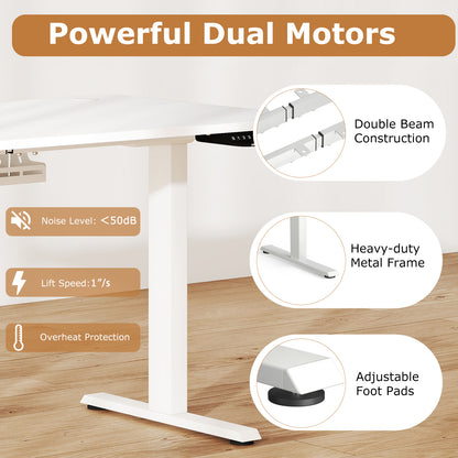 Electric Standing Desk, Height Adjustable, 3 Memory, -S, White Standing Desks at Gallery Canada