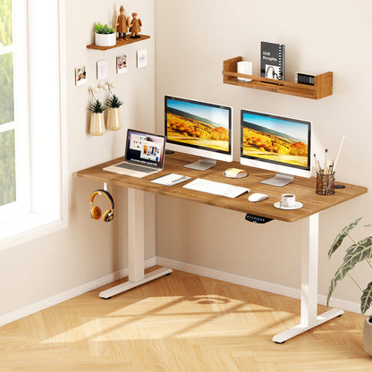 Electric Standing Desk, Height Adjustable, 3 Memory Heights, Walnut Standing Desks at Gallery Canada