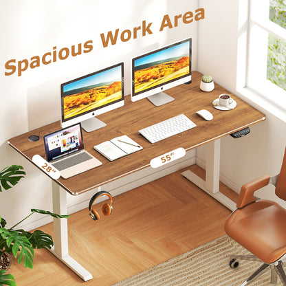 Electric Standing Desk, Height Adjustable, 3 Memory Heights, Walnut Standing Desks at Gallery Canada