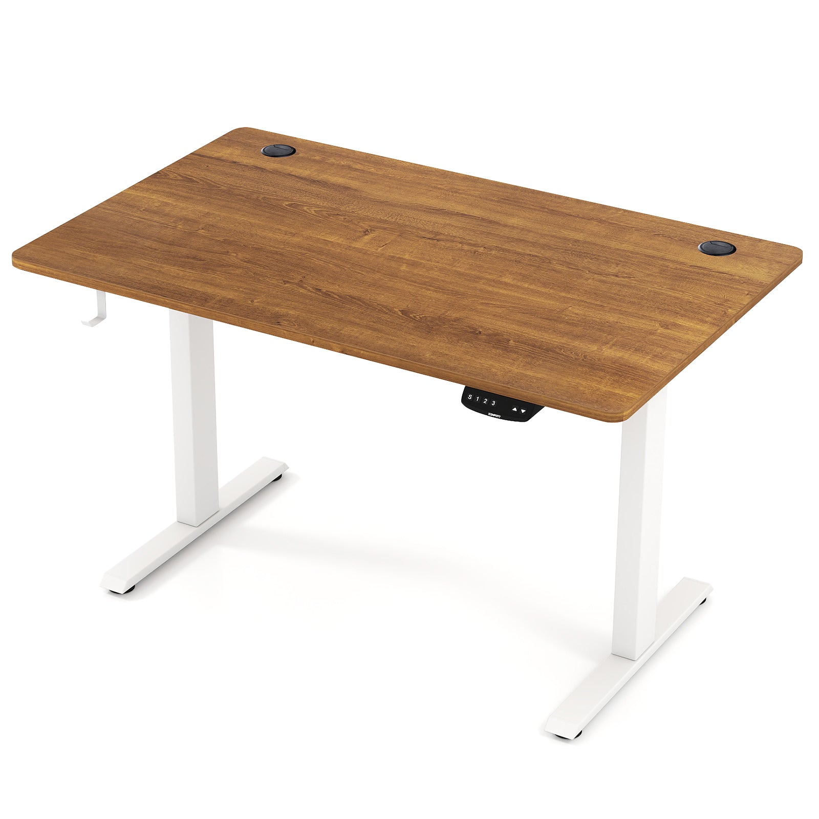Electric Standing Desk, Adjustable Height, 3 Memory, Walnut Standing Desks Walnut at Gallery Canada