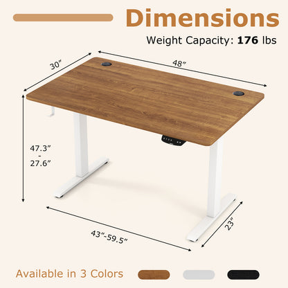 Electric Standing Desk, Adjustable Height, 3 Memory, Walnut Standing Desks at Gallery Canada