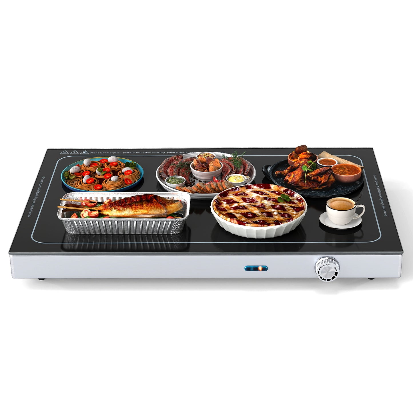 Electric Warming Tray with Adjustable Temperature and Built-In Handles Tempered Glass Food Warmers & Burners at Gallery Canada