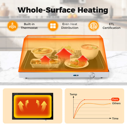 Electric Warming Tray with Adjustable Temperature and Built-In Handles Tempered Glass Food Warmers & Burners at Gallery Canada