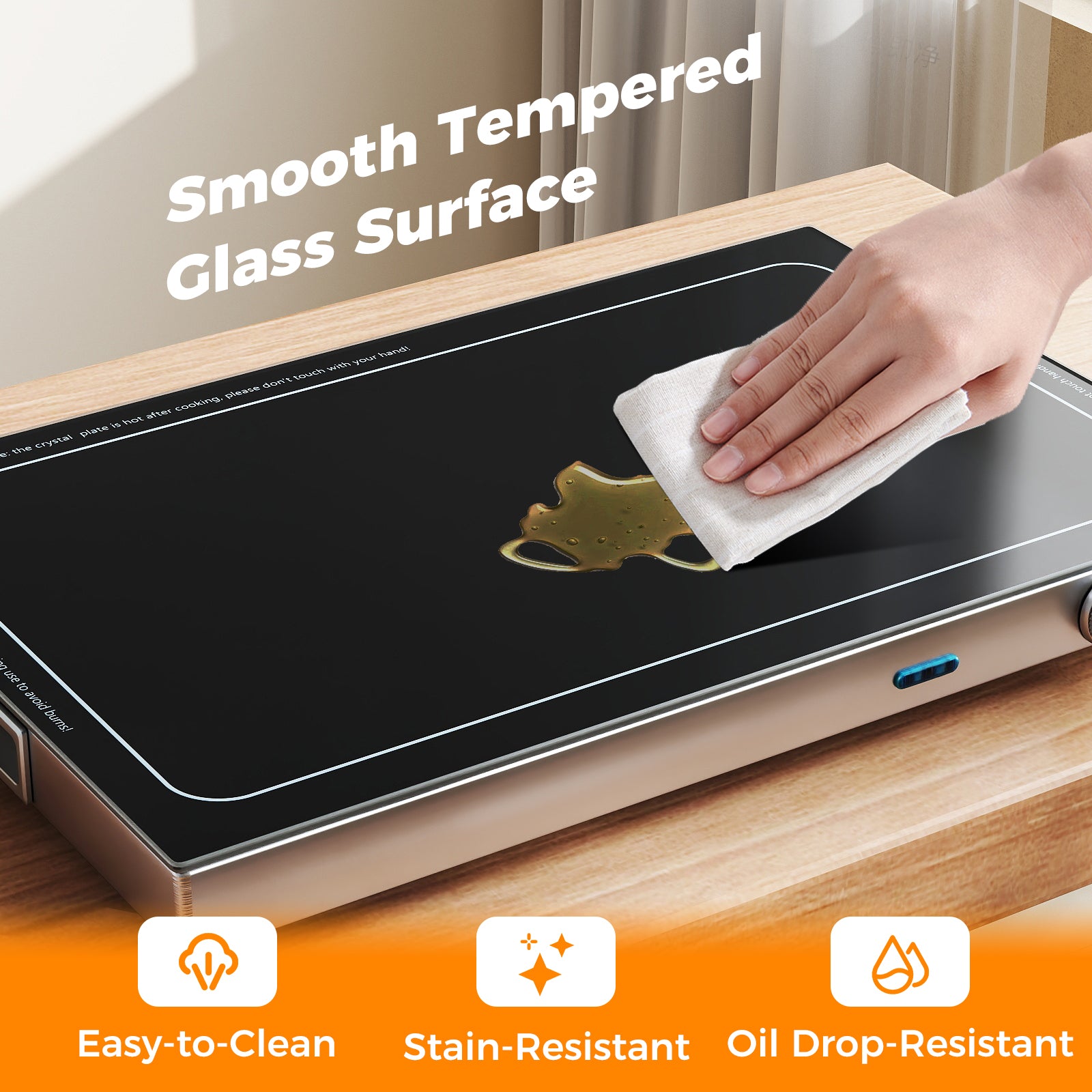 Electric Warming Tray with Adjustable Temperature and Built-In Handles Tempered Glass Food Warmers & Burners at Gallery Canada