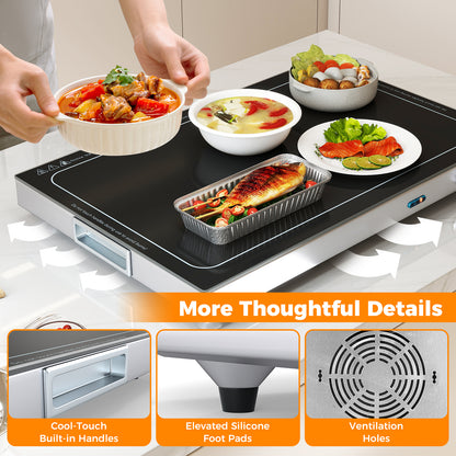 Electric Warming Tray with Adjustable Temperature and Built-In Handles Tempered Glass Food Warmers & Burners at Gallery Canada