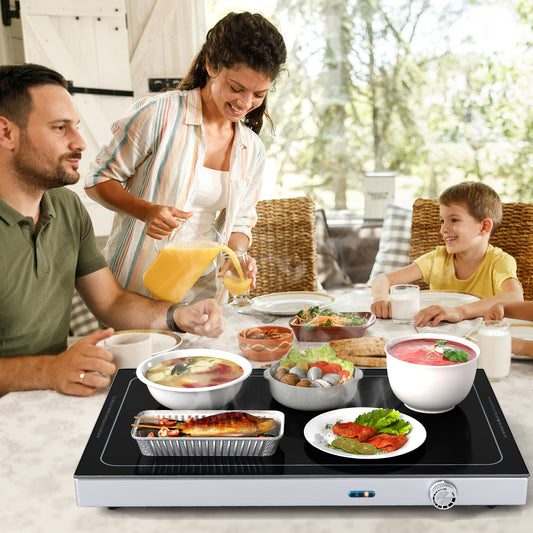 Electric Warming Tray with Adjustable Temperature and Built-In Handles Tempered Glass Food Warmers & Burners Options at Gallery Canada