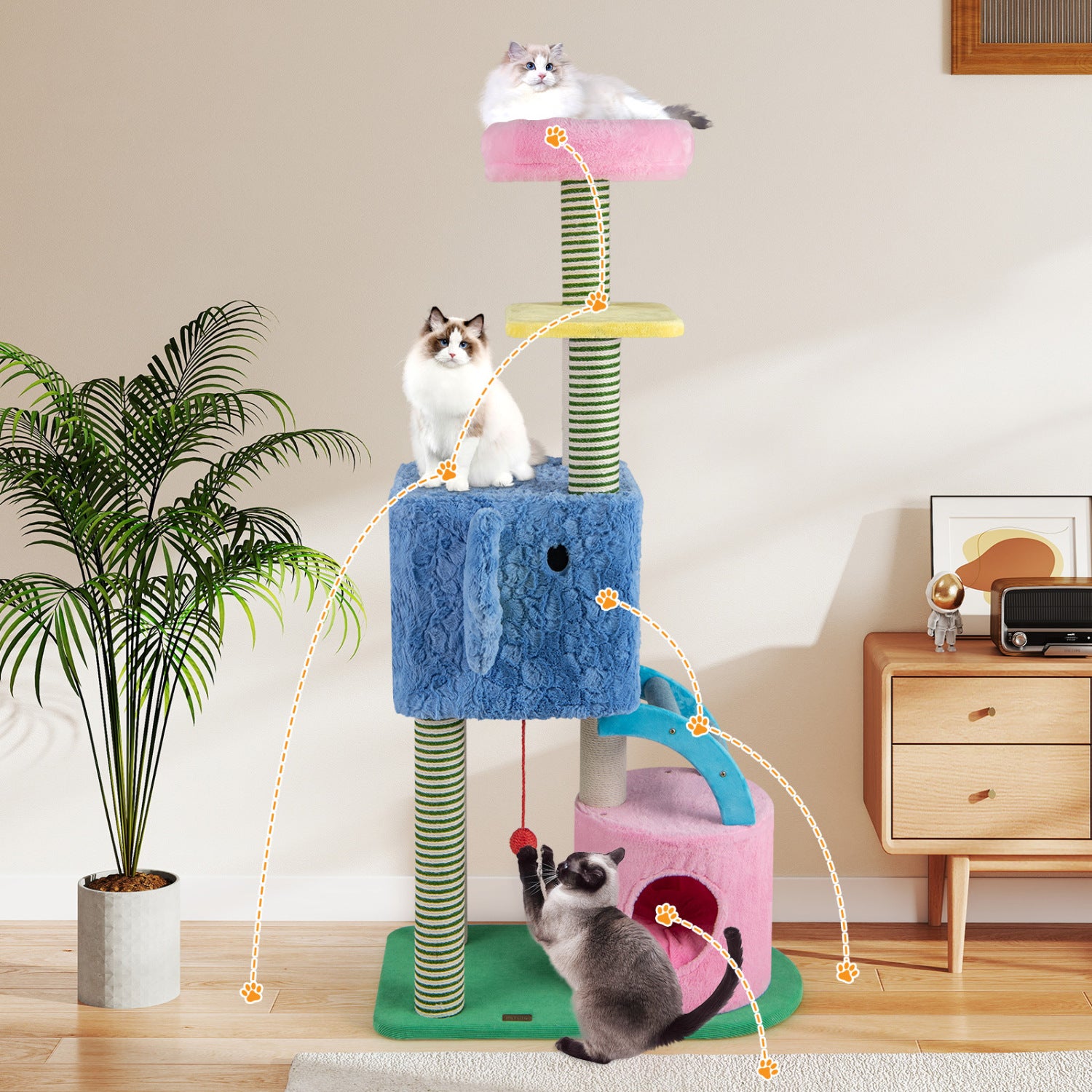 Elephant Cat Tree, Multi-Level Kitty Tower, Blue Cat Trees Condos & Scratchers at Gallery Canada
