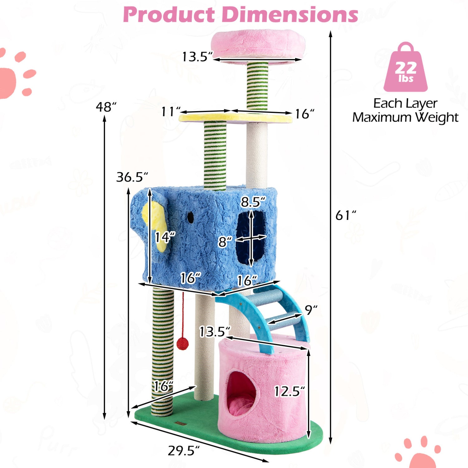 Elephant Cat Tree, Multi-Level Kitty Tower, Blue Cat Trees Condos & Scratchers at Gallery Canada