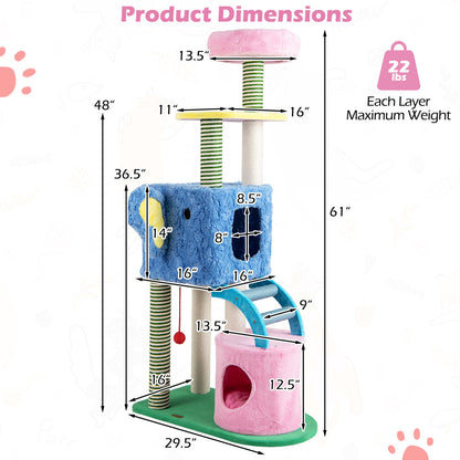 Elephant Cat Tree, Multi-Level Kitty Tower, Blue Cat Trees Condos & Scratchers at Gallery Canada
