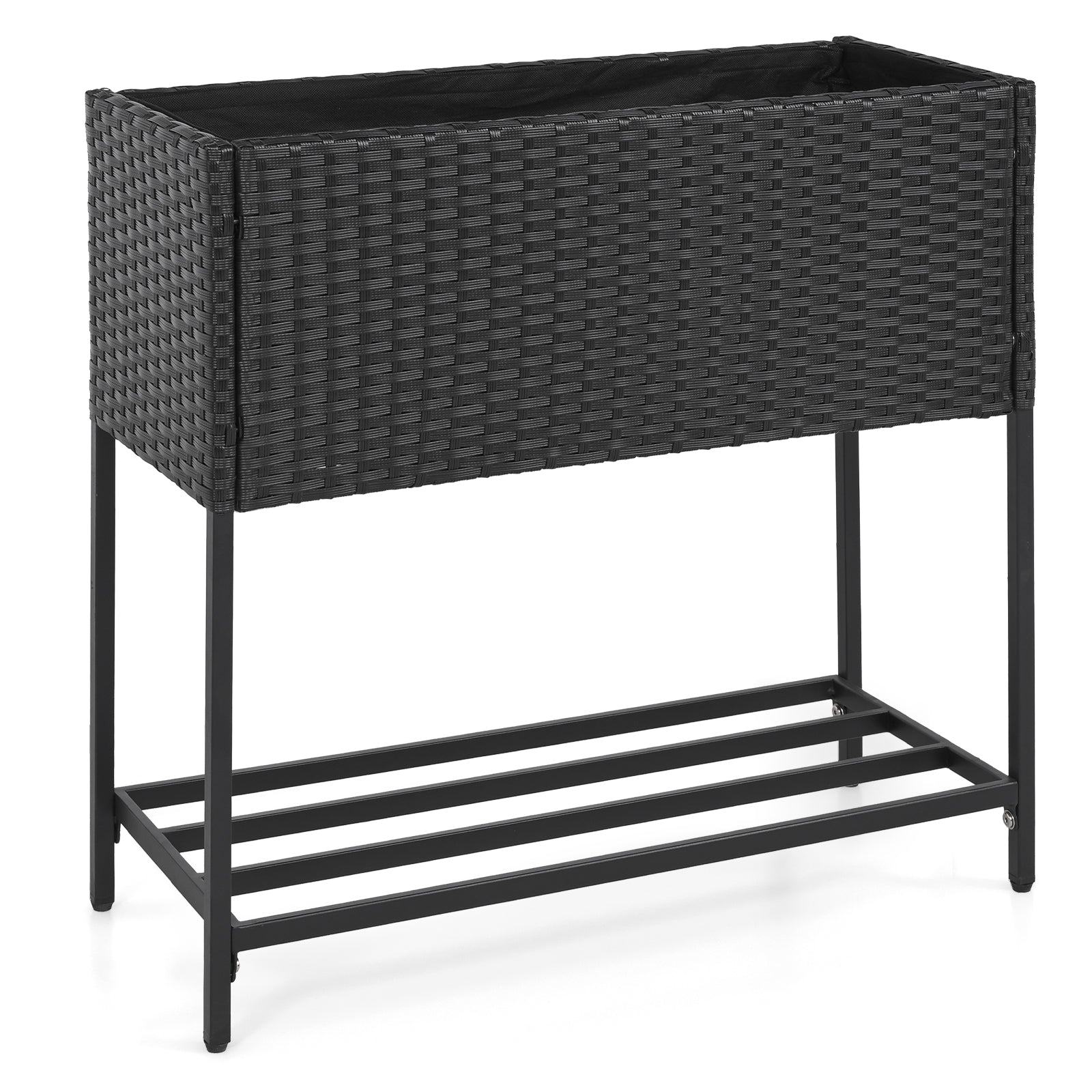 Elevated Garden Planter, Rattan Finish Bottom Shelf
