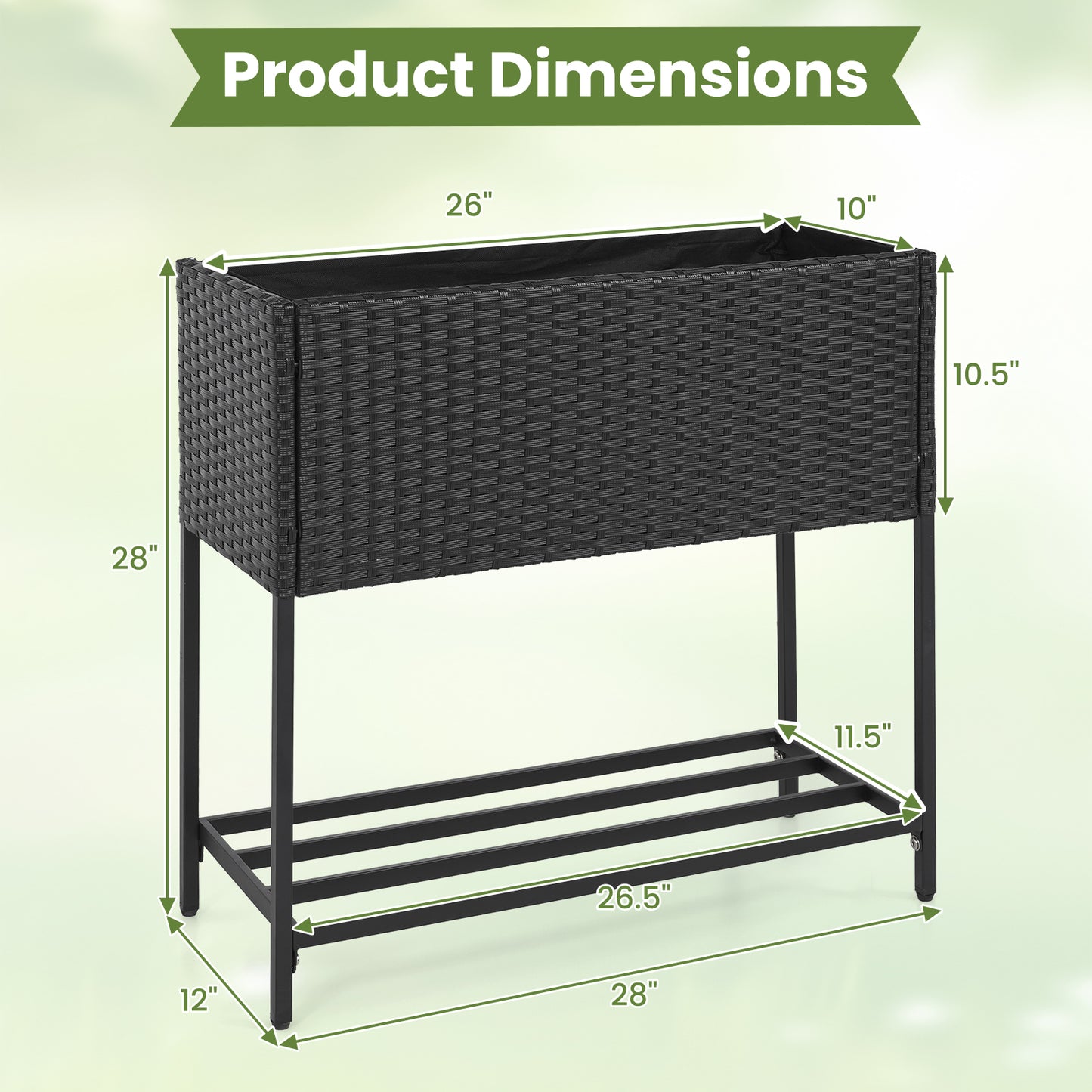 Elevated Garden Planter, Rattan Finish Bottom Shelf Raised Garden Beds at Gallery Canada