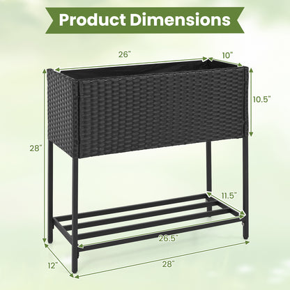Elevated Garden Planter, Rattan Finish Bottom Shelf Raised Garden Beds at Gallery Canada