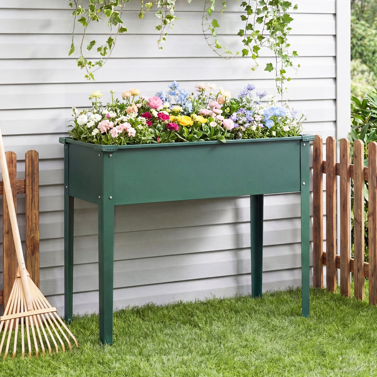 Metal Raised Garden Bed With Legs, Drainage Holes, Green Raised Garden Beds at Gallery Canada