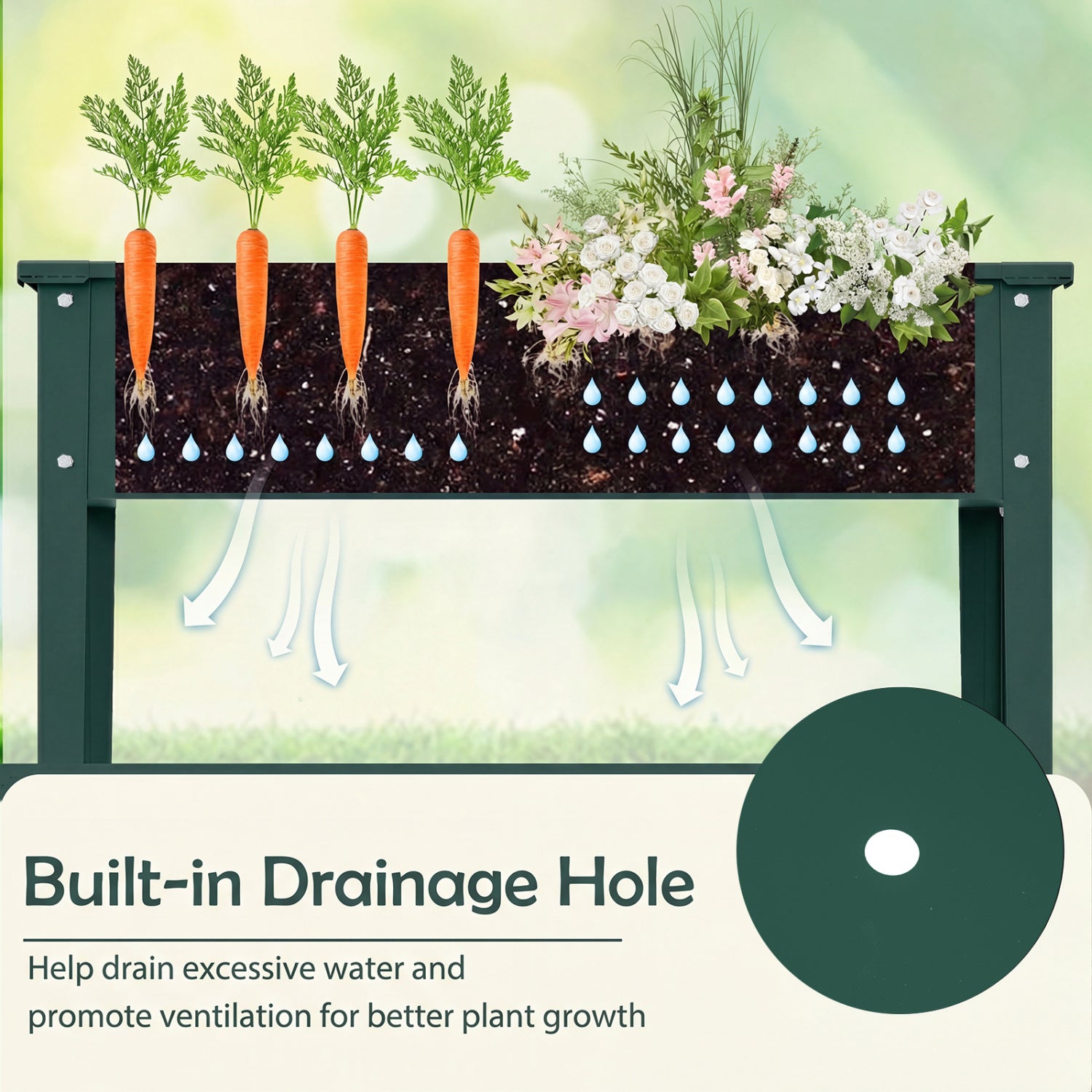 Metal Raised Garden Bed With Legs, Drainage Holes, Green Raised Garden Beds at Gallery Canada