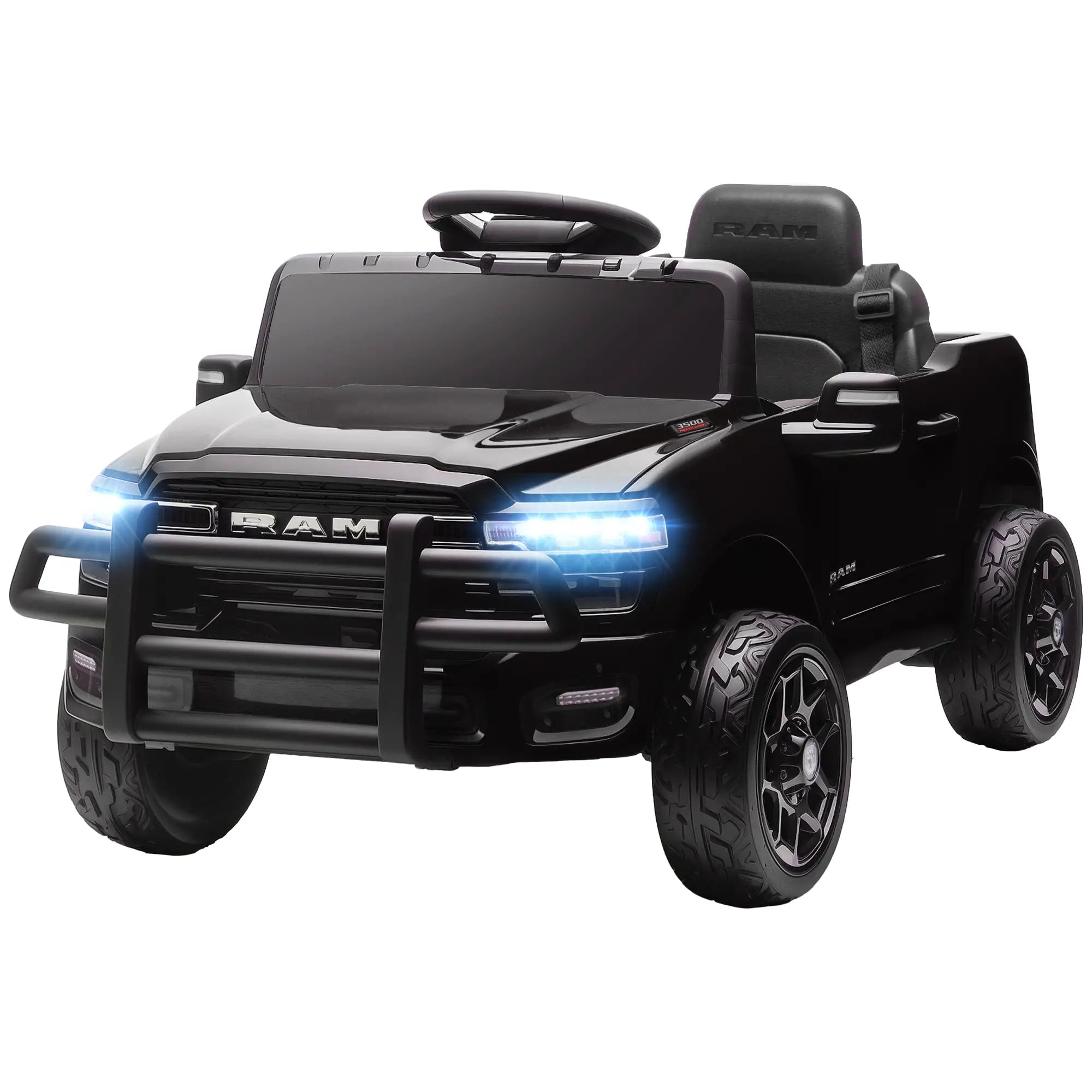 12V Ride On Car, Dodge RAM 3500, Remote Control, Suspension, Black Electric Toy Cars Black at Gallery Canada