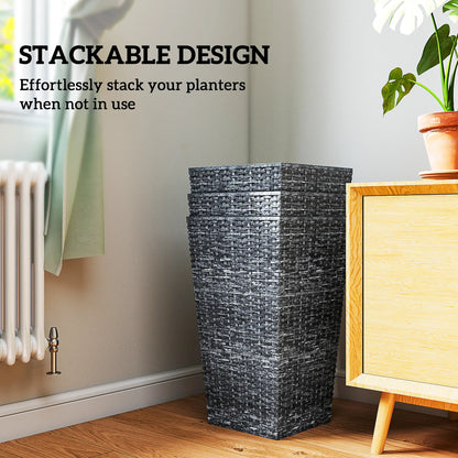 Set of 3 Tall Plant Stand, Outdoor Indoor Flower Pot, Mixed Grey, Grey Garden Accessories at Gallery Canada