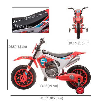 Kids Dirt Bike 12V Battery, Training Wheels, Red Electric Motorcycles at Gallery Canada