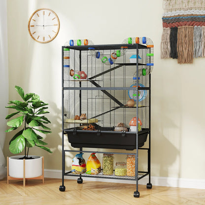 5 Tier Rolling Hamster Cage, 7" Deep Tray, Exercise Wheel, Tube System Hamster Cages at Gallery Canada