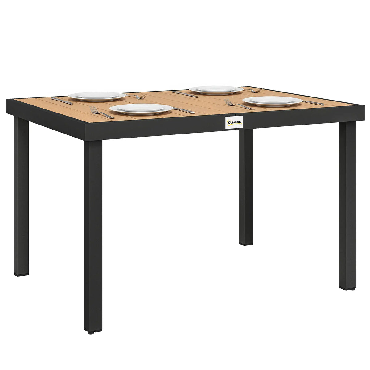 Aluminum Outdoor Dining Table for 6, 47.2" x 35.4" x 29.1", Natural Patio Dining Tables at Gallery Canada