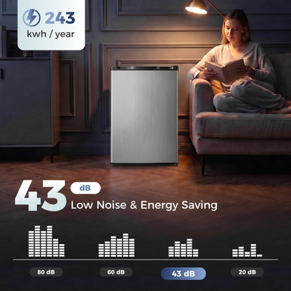 3.2 Cu Ft Mini Fridge, Single Door Compact Refrigerator, Silver