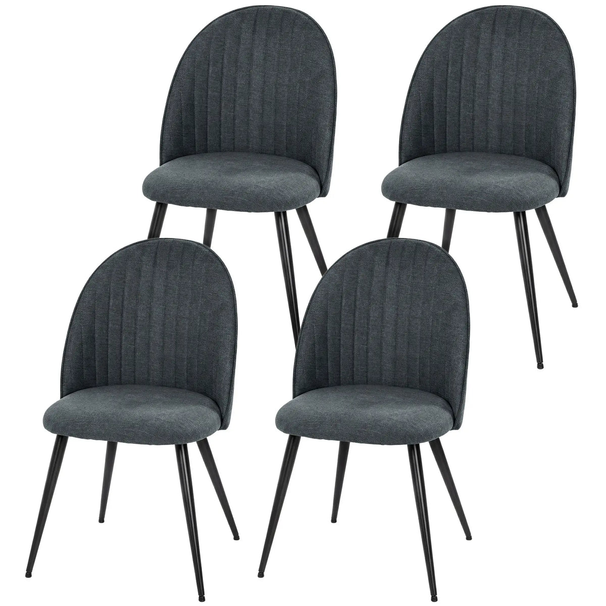 Modern Dining Chairs Set of 4, Velvet Upholstered, Steel Legs, Dark Grey Dining Chairs Dark Grey, Black at Gallery Canada