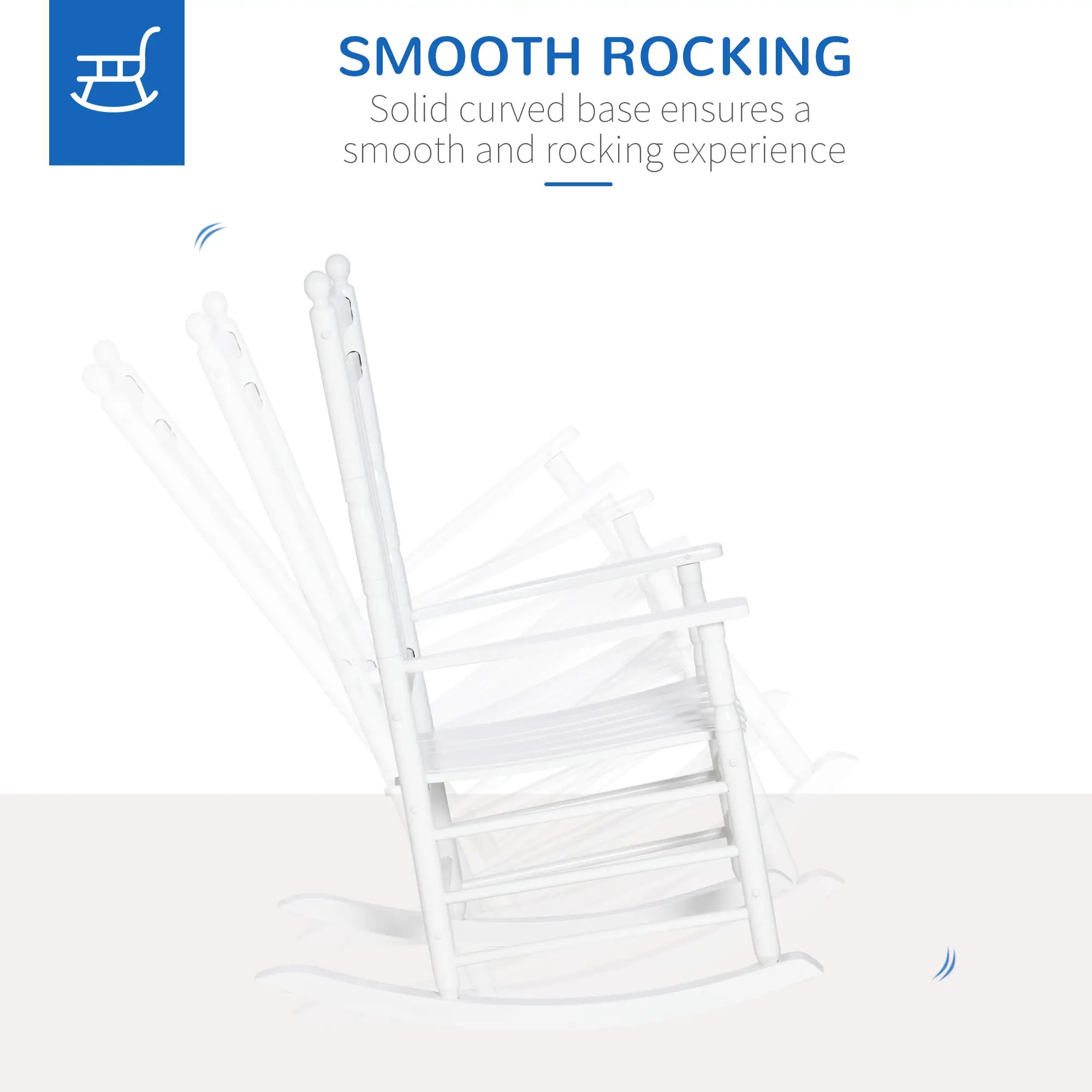 Wooden Outdoor Rocking Chair, Patio Chair with Slatted Back, White Outdoor Rocking Chairs at Gallery Canada