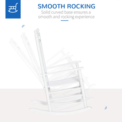 Wooden Outdoor Rocking Chair, Patio Chair with Slatted Back, White Outdoor Rocking Chairs at Gallery Canada