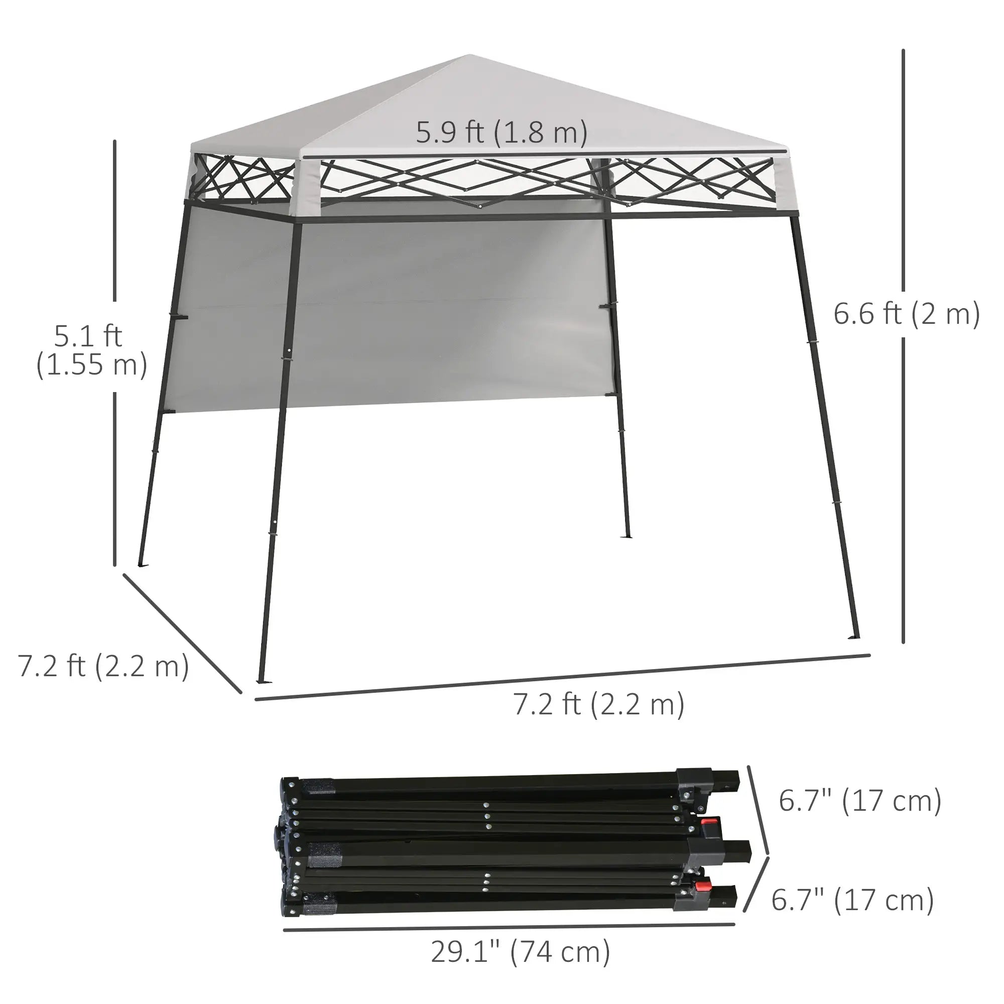 7' x 7' Pop Up Canopy Gazebo Tent, Adjustable Legs, White Pop Up Canopies at Gallery Canada
