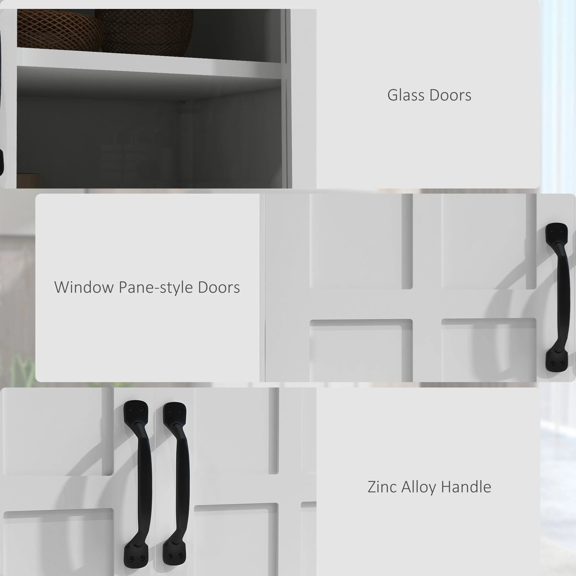 Modern Sideboard Cabinet, Glass Doors, 4-Tier Shelving, Adjustable Shelves Kitchen Pantry Cabinets at Gallery Canada