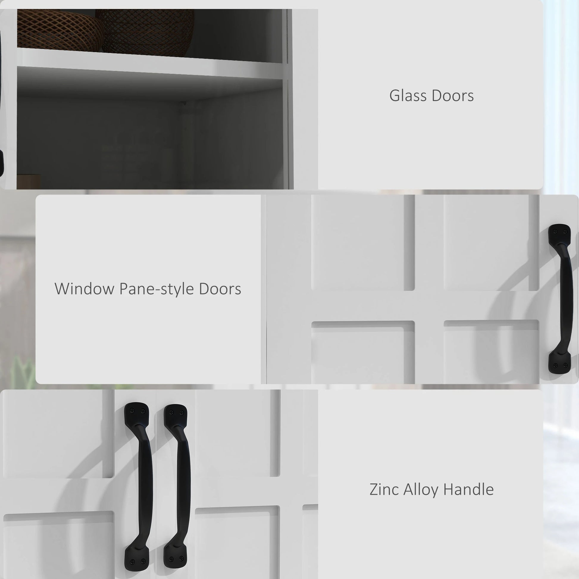 Modern Sideboard Cabinet, Glass Doors, 4-Tier Shelving, Adjustable Shelves Kitchen Pantry Cabinets at Gallery Canada