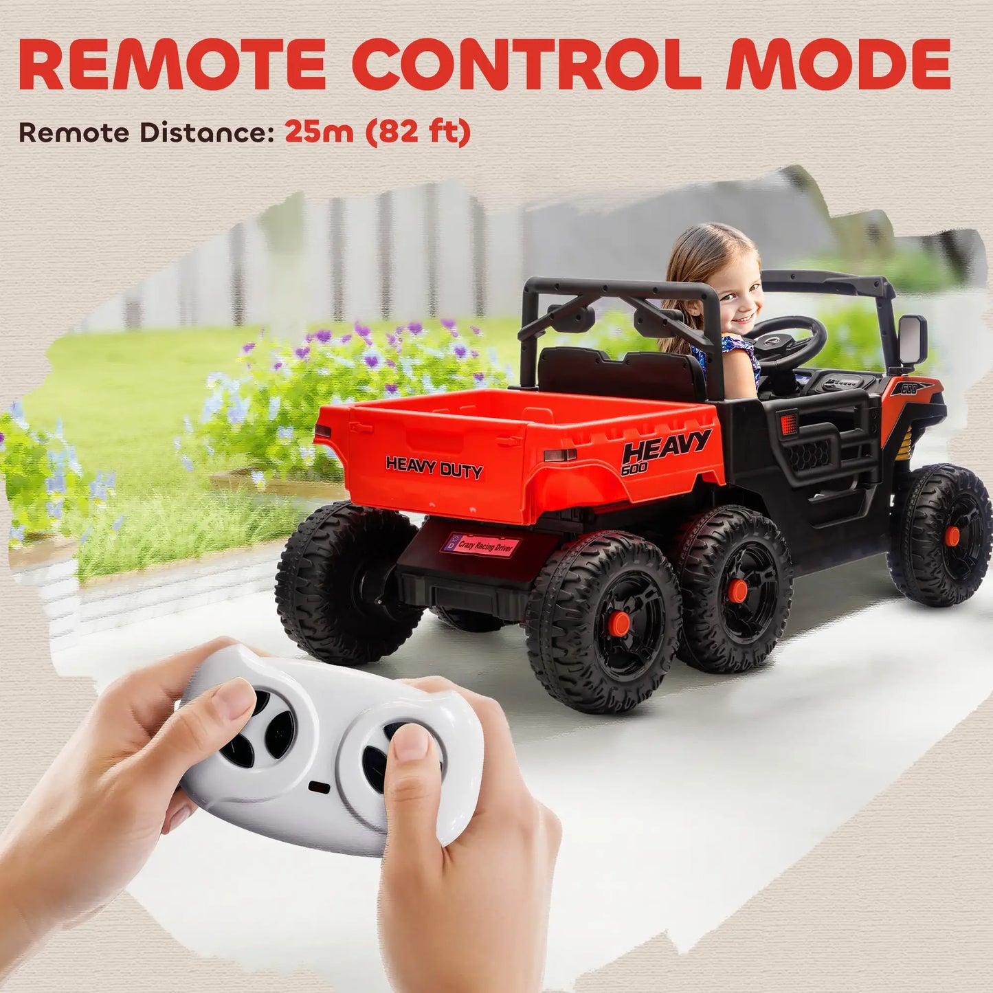 24V 4WD Kids Ride On Truck, 6 Wheels, 2 Seater, Remote, Dump Bed, Red Electric Toy Cars at Gallery Canada