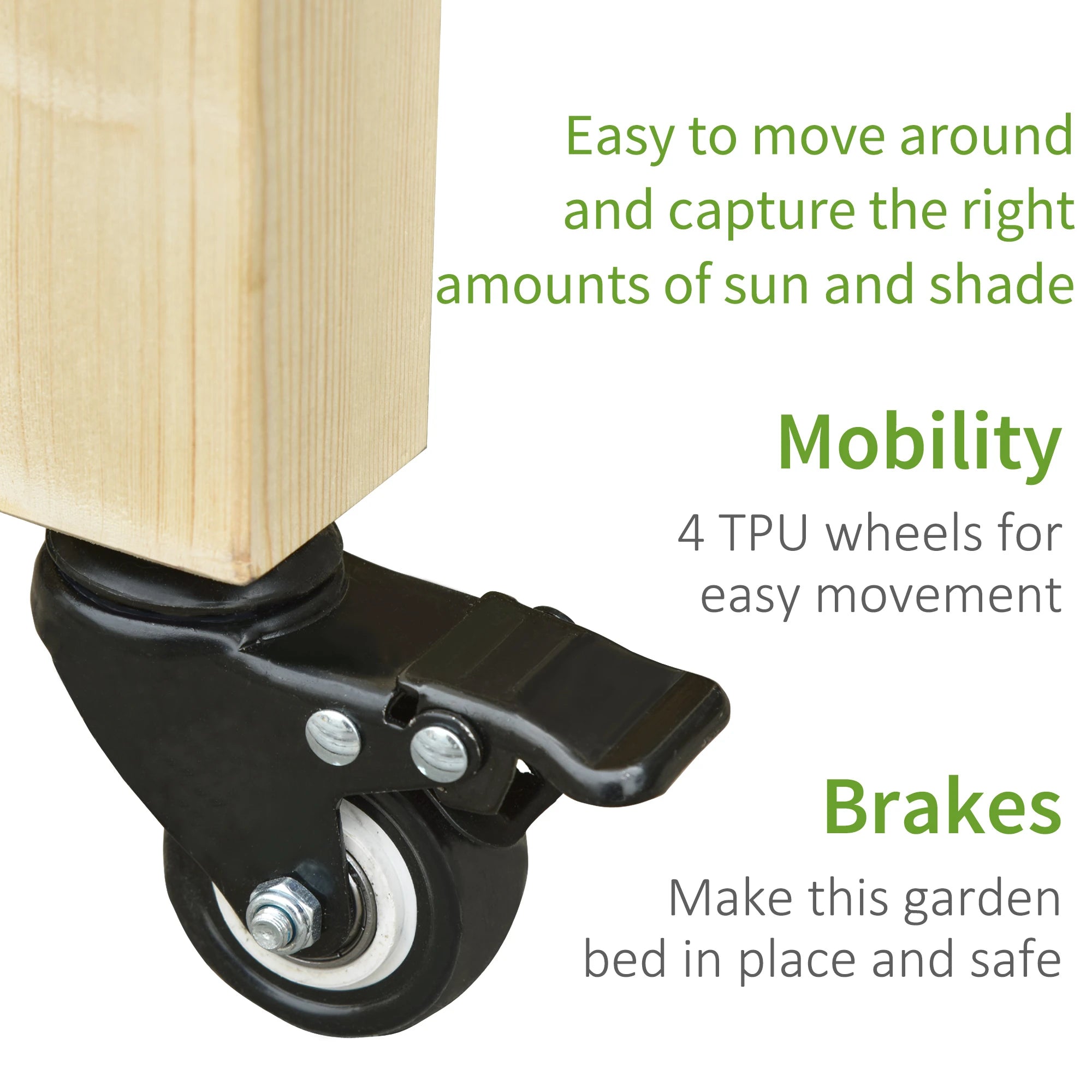 Mobile Raised Garden Bed, Wood Planter Box w/ Wheels, Storage Shelf, Natural Elevated Garden Beds at Gallery Canada