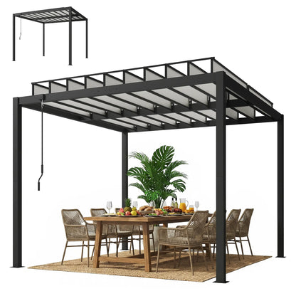 9.5 X 10 Ft Aluminum Louvered Pergola With Clear PC Roof, Clear