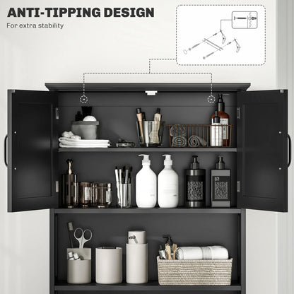 Modern Over Toilet Storage, Bathroom Cabinet with Shelves, Double Door, Black Bathroom Cabinets at Gallery Canada