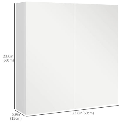 24" x 24" Medicine Cabinet, Wall Mounted, Mirrored Doors, Adjustable Shelves, Soft Close, High Gloss, White Mirror Medicine Cabinets at Gallery Canada