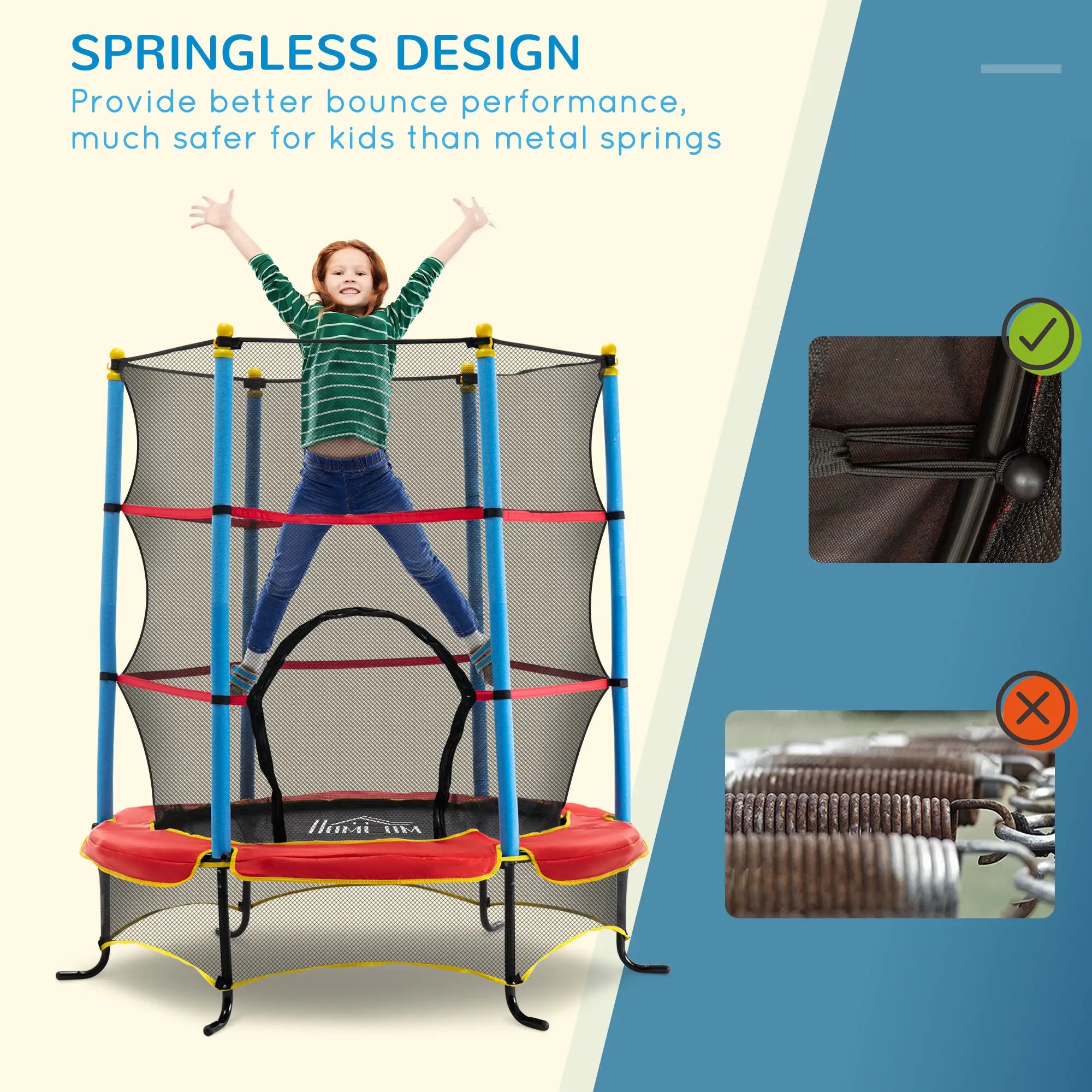 Kids Trampoline with Safety Net, Pad, Indoor Outdoor, Age 3-10, Multi-Coloured Trampolines at Gallery Canada