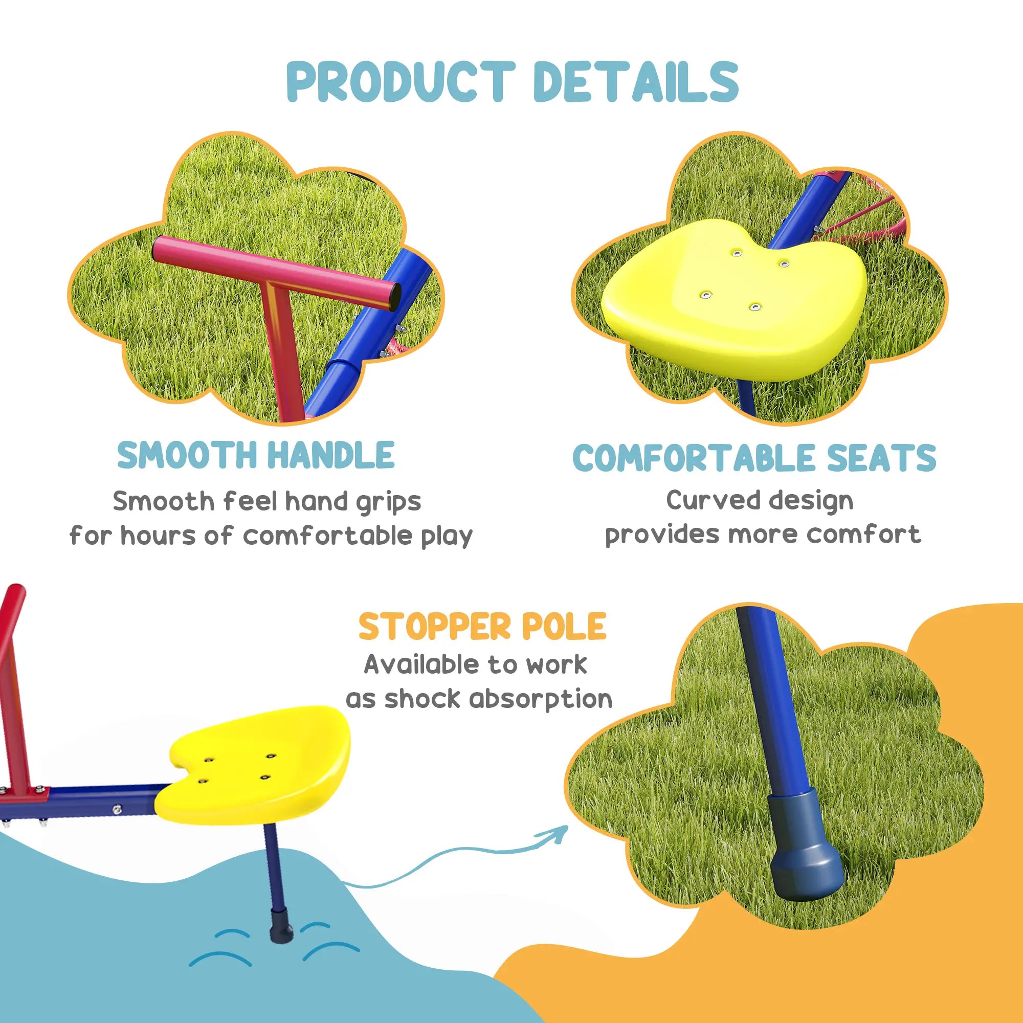 Kids Metal Seesaw, 4 Seats, Playground Equipment for Garden Gym Sets & Swings at Gallery Canada