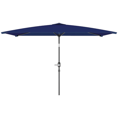 6.5x9.6ft Rectangle Aluminum Tilt Patio Umbrella, Navy Blue Sun Umbrellas Navy Blue at Gallery Canada
