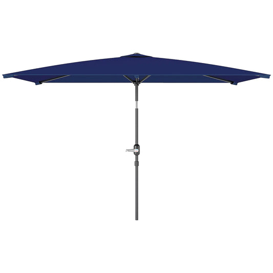 6.5x9.6ft Rectangle Aluminum Tilt Patio Umbrella, Navy Blue Sun Umbrellas Navy Blue at Gallery Canada