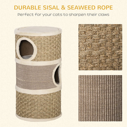 3 Story Cat Condo with Sisal Scratching Surface, 15" x 28", Khaki Brown Cat Towers at Gallery Canada