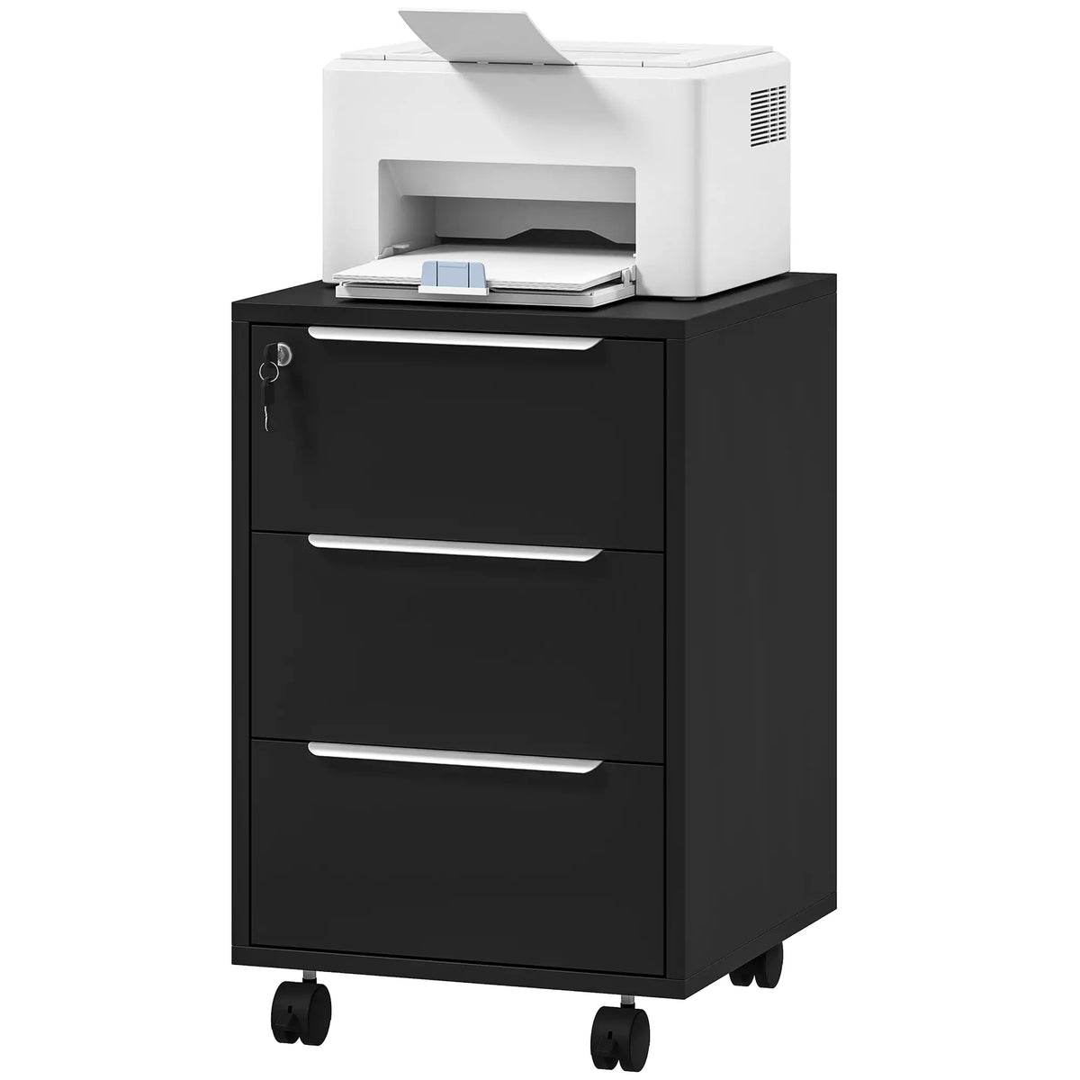 3-Drawer Vertical File Cabinet With Lock, Black Office Cabinets & Cupboards Black at Gallery Canada