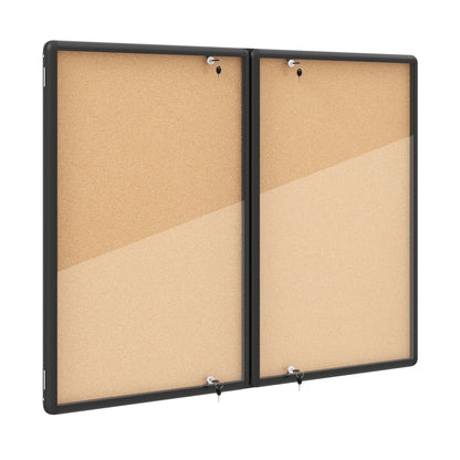 Enclosed Bulletin Board, Aluminum Frame, Felt Surface, Black