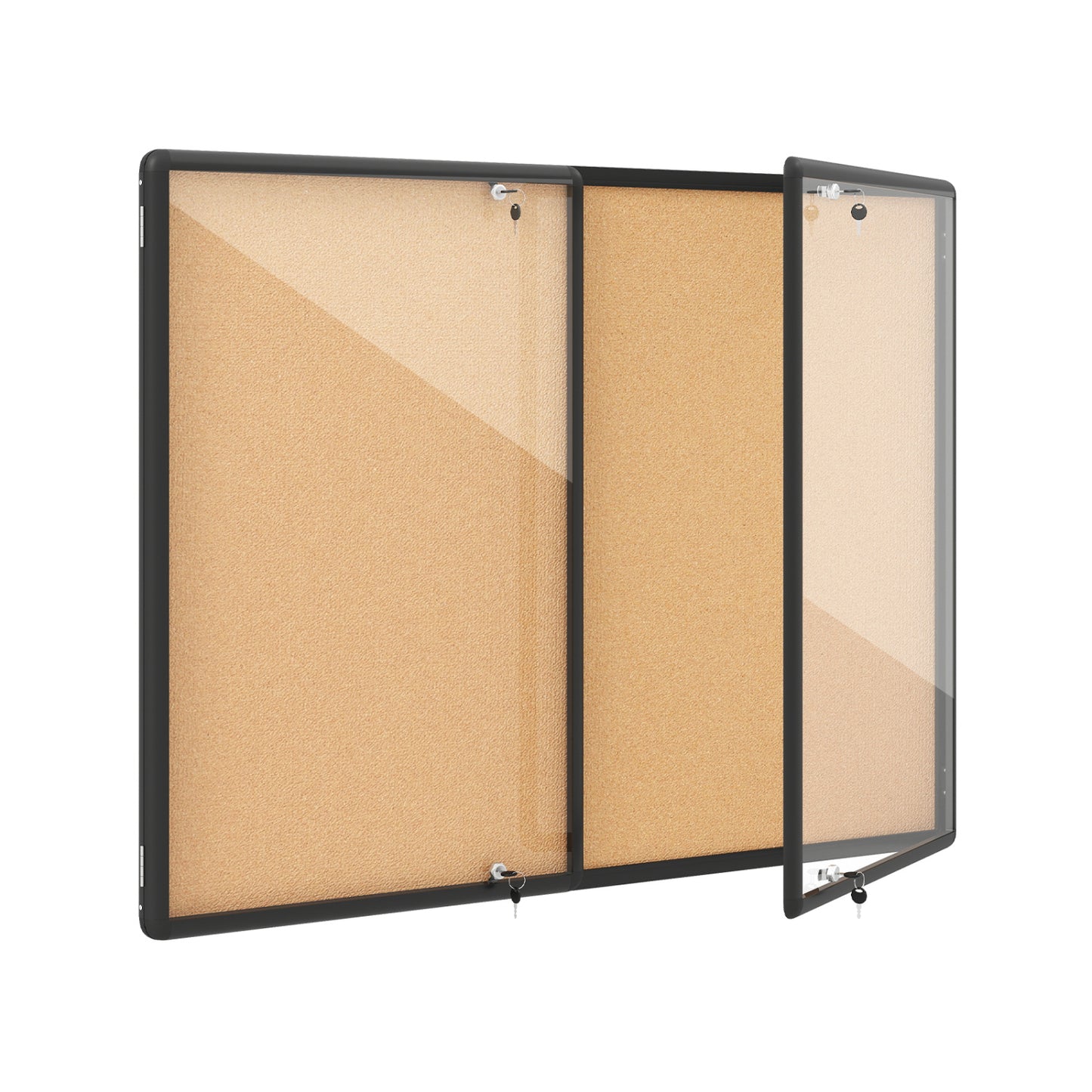 Enclosed Bulletin Board, Aluminum Frame, Felt Surface, Black