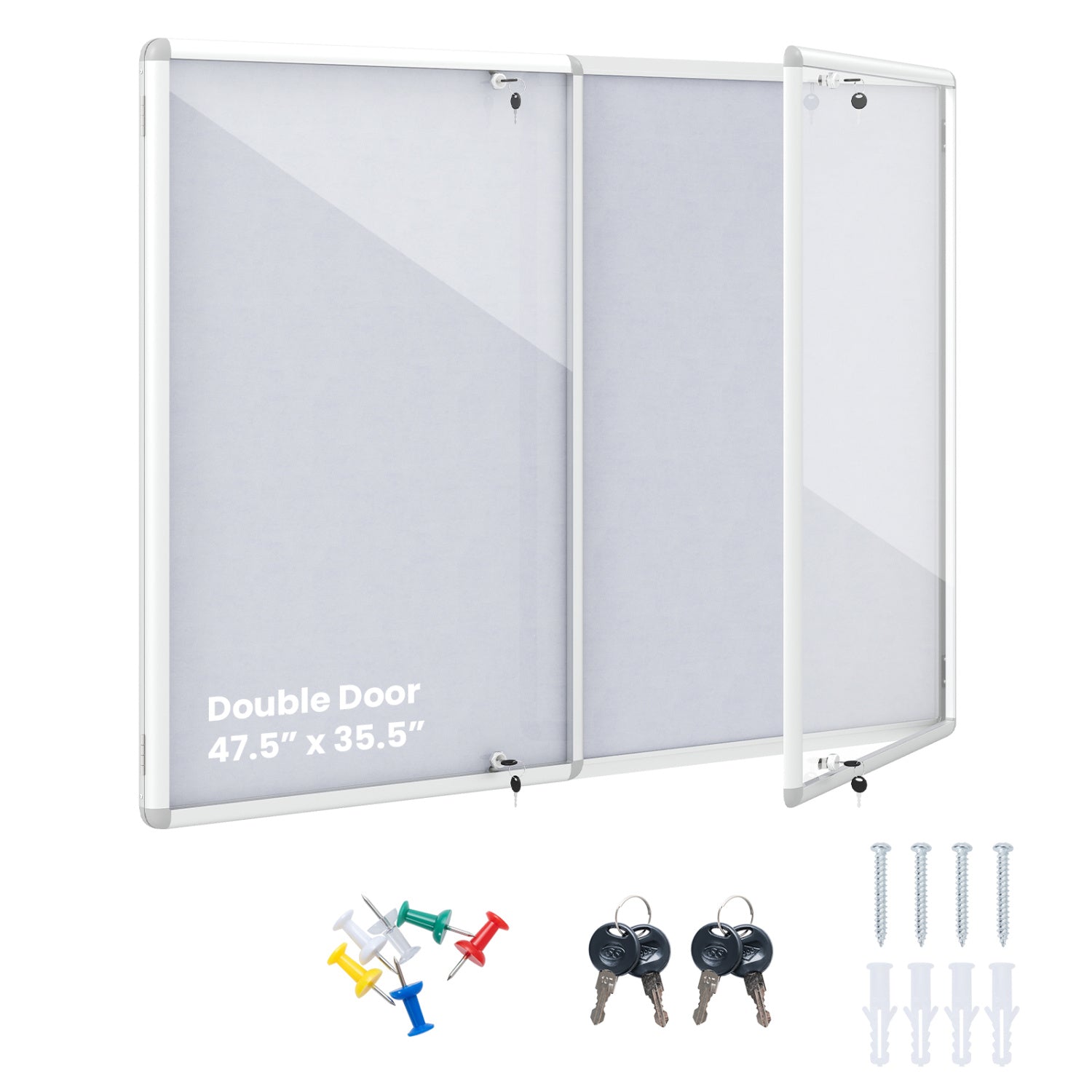 Lockable Cork Bulletin Board, Silver Home Office Silver at Gallery Canada
