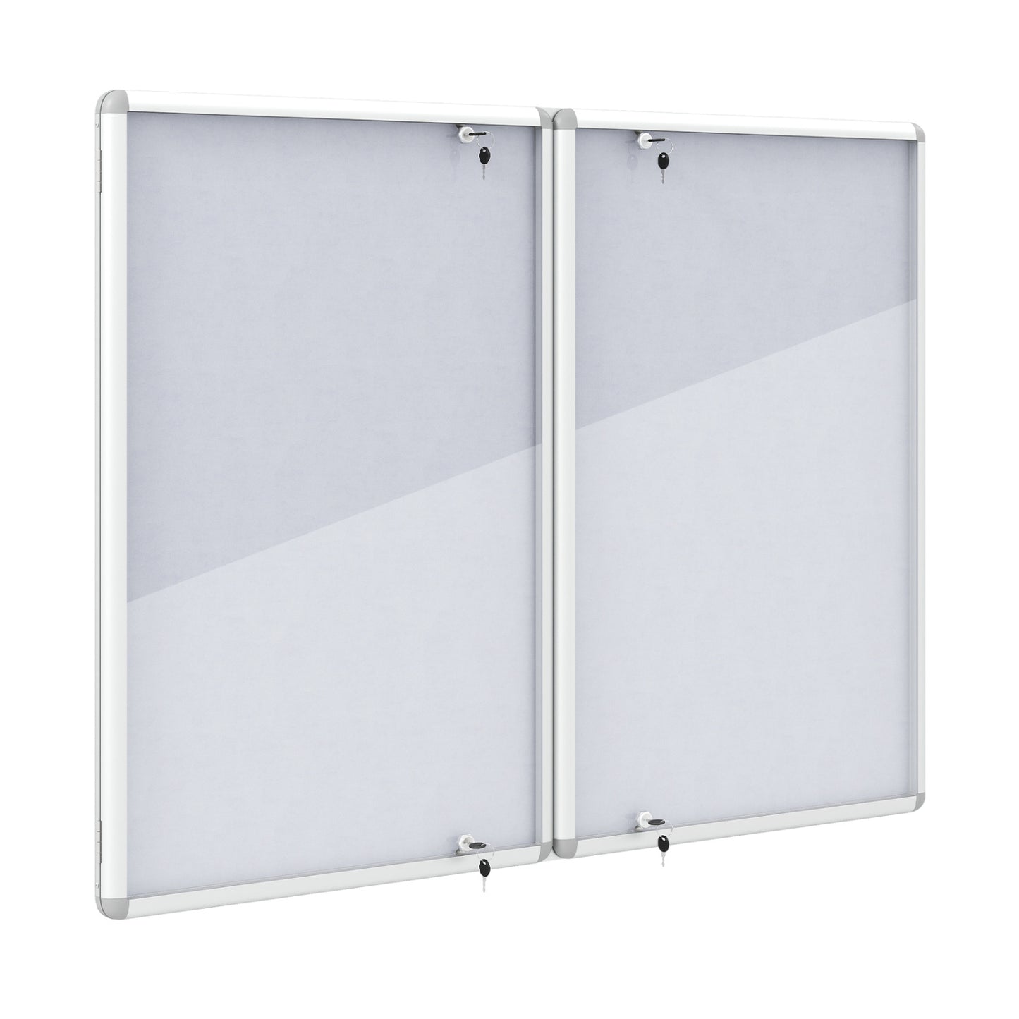 Lockable Cork Bulletin Board, Silver
