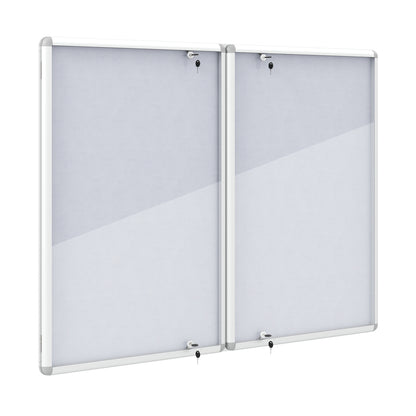 Lockable Cork Bulletin Board, Silver