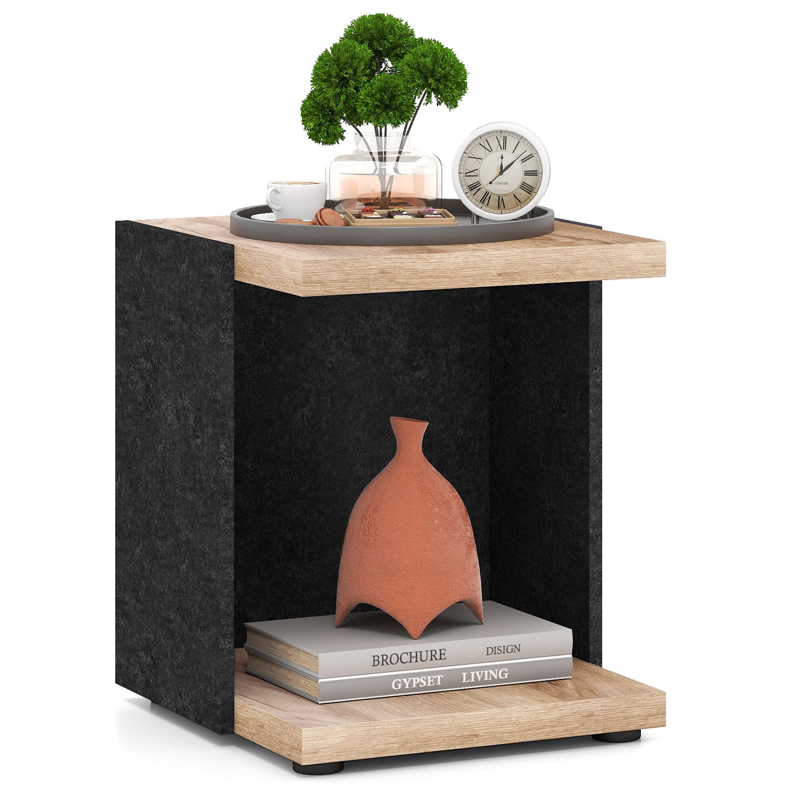 End Table 2-Tier Sofa Side Table with Open Storage Shelf, Oak End & Side Tables at Gallery Canada