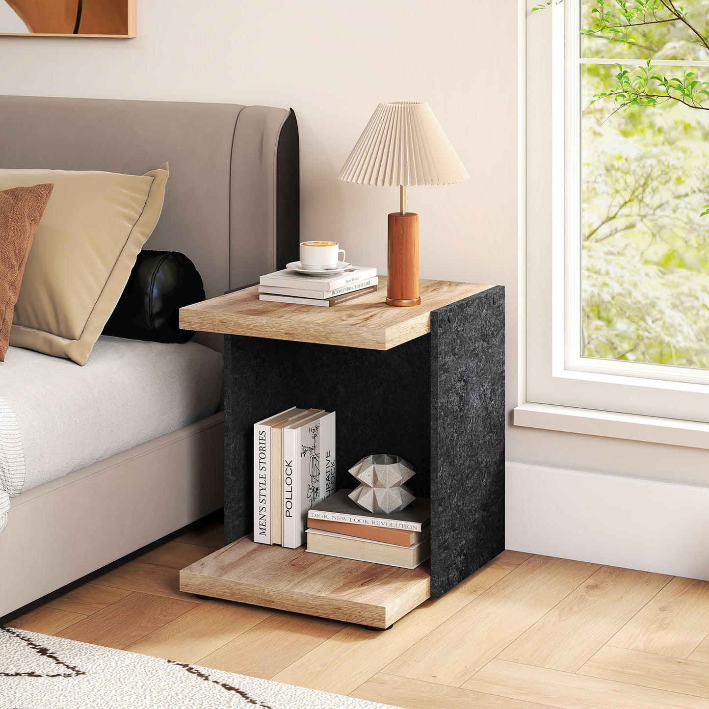 End Table 2-Tier Sofa Side Table with Open Storage Shelf, Oak End & Side Tables at Gallery Canada