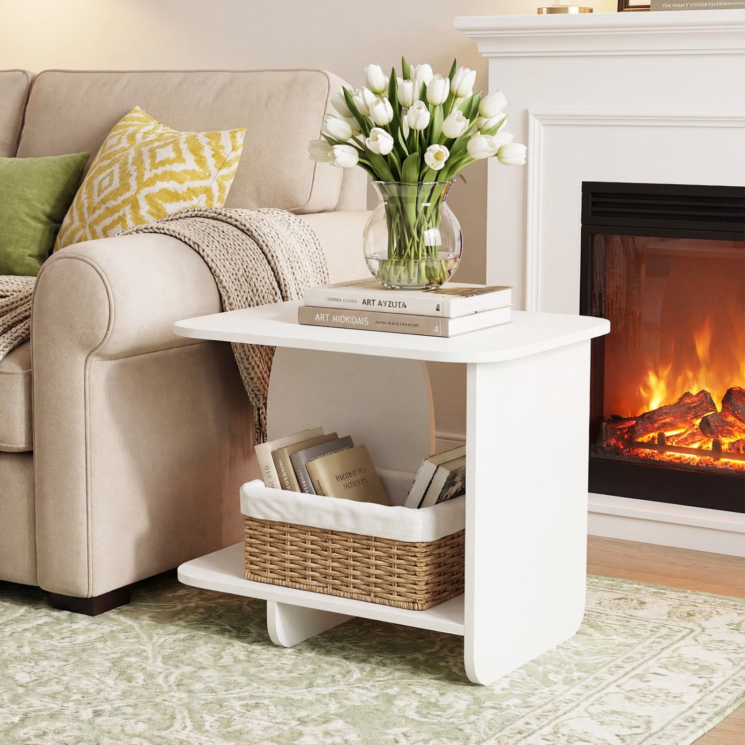 2-Tier End Table With Storage Shelf, White End & Side Tables at Gallery Canada