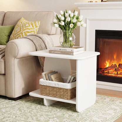 2-Tier End Table With Storage Shelf, White End & Side Tables at Gallery Canada